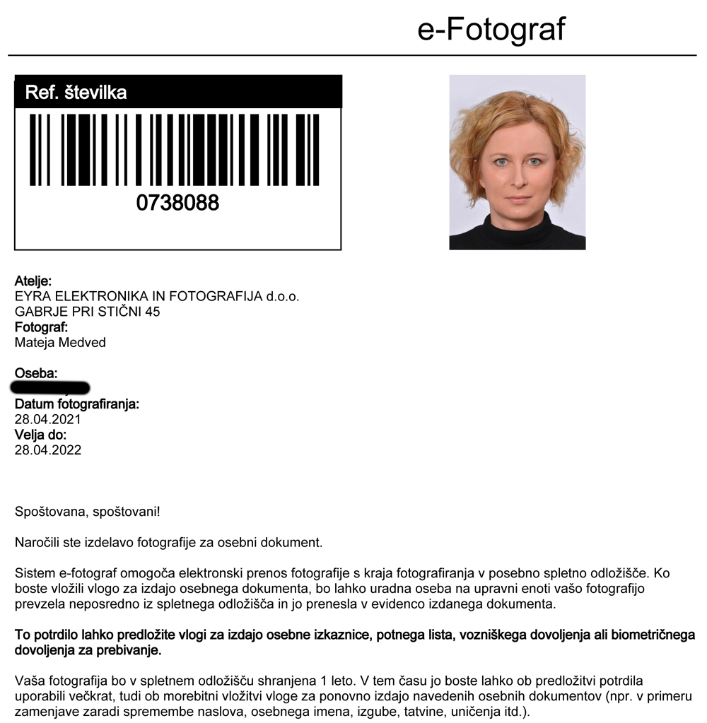 Fotografiranje za biometrične dokumente